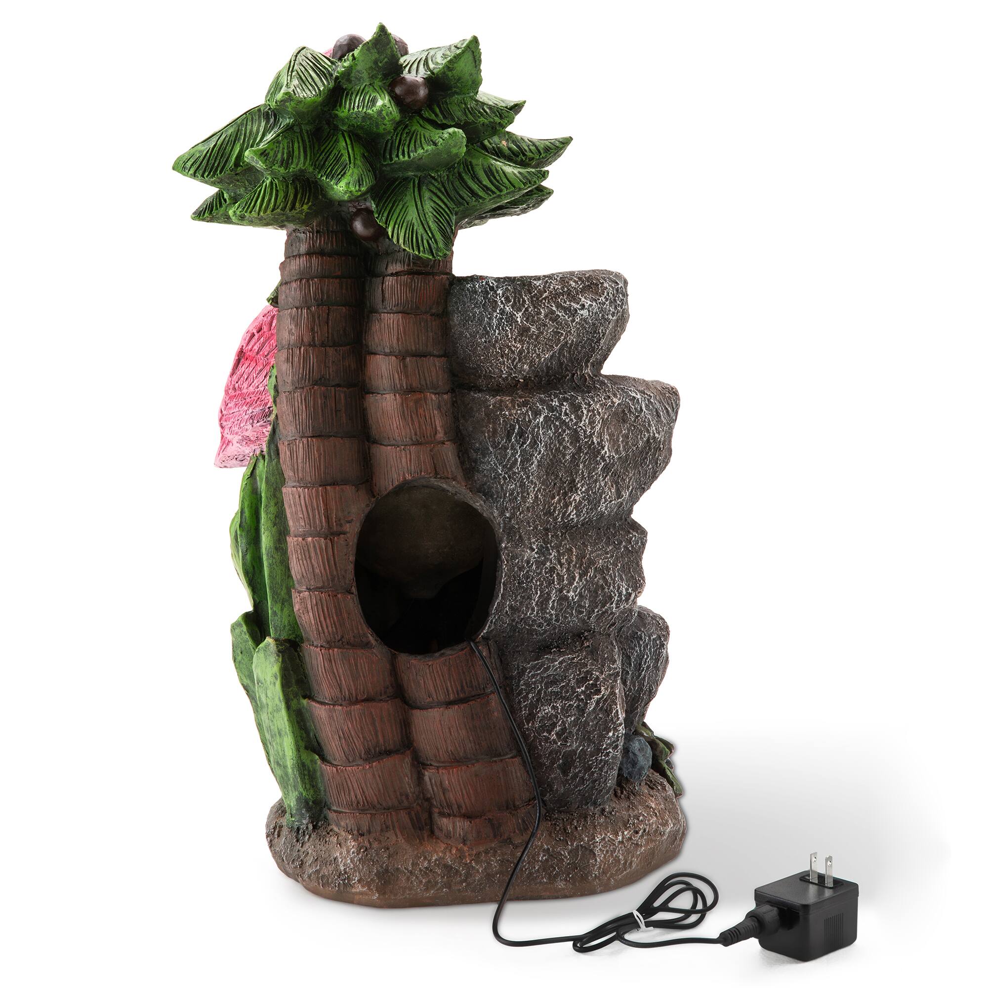 Glitzhome® 23.5" LED 4-Tier Flamingo Outdoor Fountain